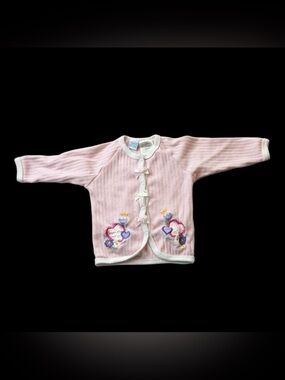 Small Steps Y2K Vintage Pink Embroidered Hearts Cardigan Sz 6/9 M